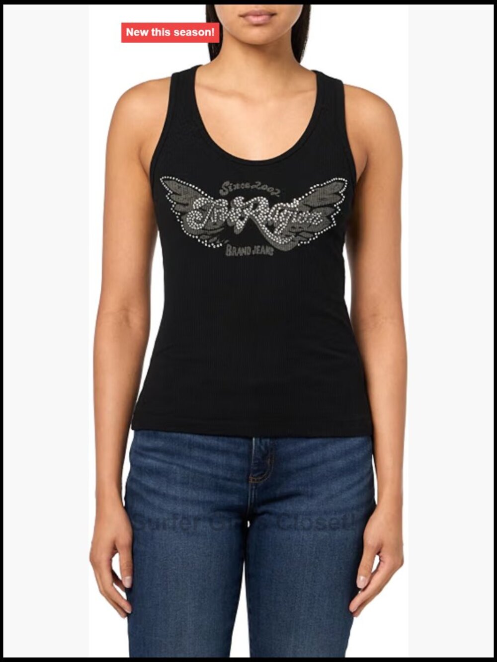 True Religion Heritage Wing Classic Tank Top Ribbed Knit Sleeveless
